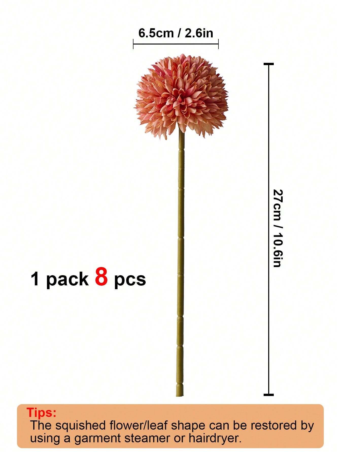8pcs Artificial Chrysanthemum Ball Flowers Dandelion Hydrangea Arrangement Bouquet For Friends Bridal Wedding Home Office Decor Ideal Valentine s Day Gift — image 2