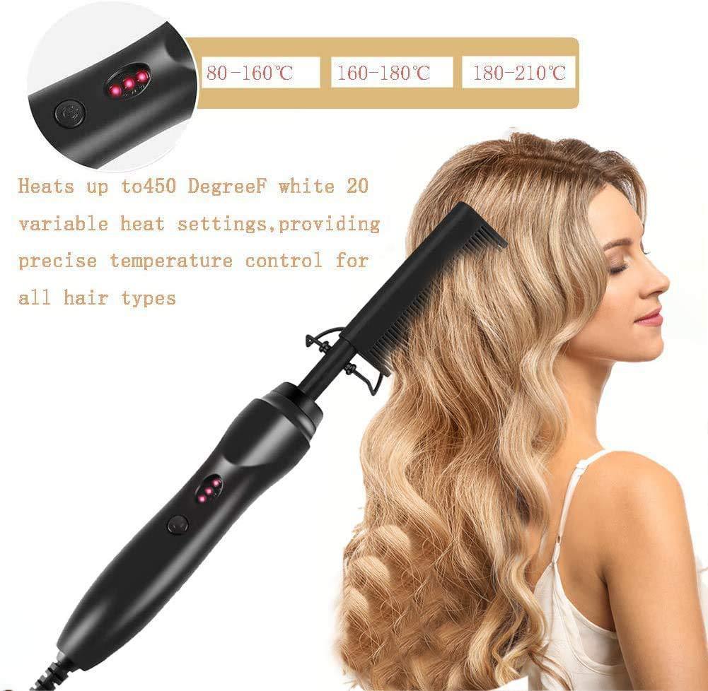 Electric Hot Comb Hair Straightener & Curler Titanium Alloy Fast Heat Wet Dry Styling Tool White Gold AU Plug — image 2