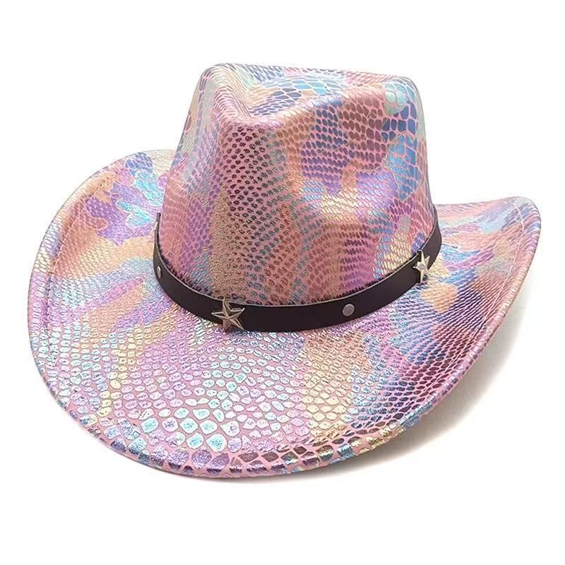 iridescent cowboy hat, party hat, autumn winter hat, unisex wide brim hat, Halloween costume hat, western themed hat, iridescent accessories, mens womens — image 6