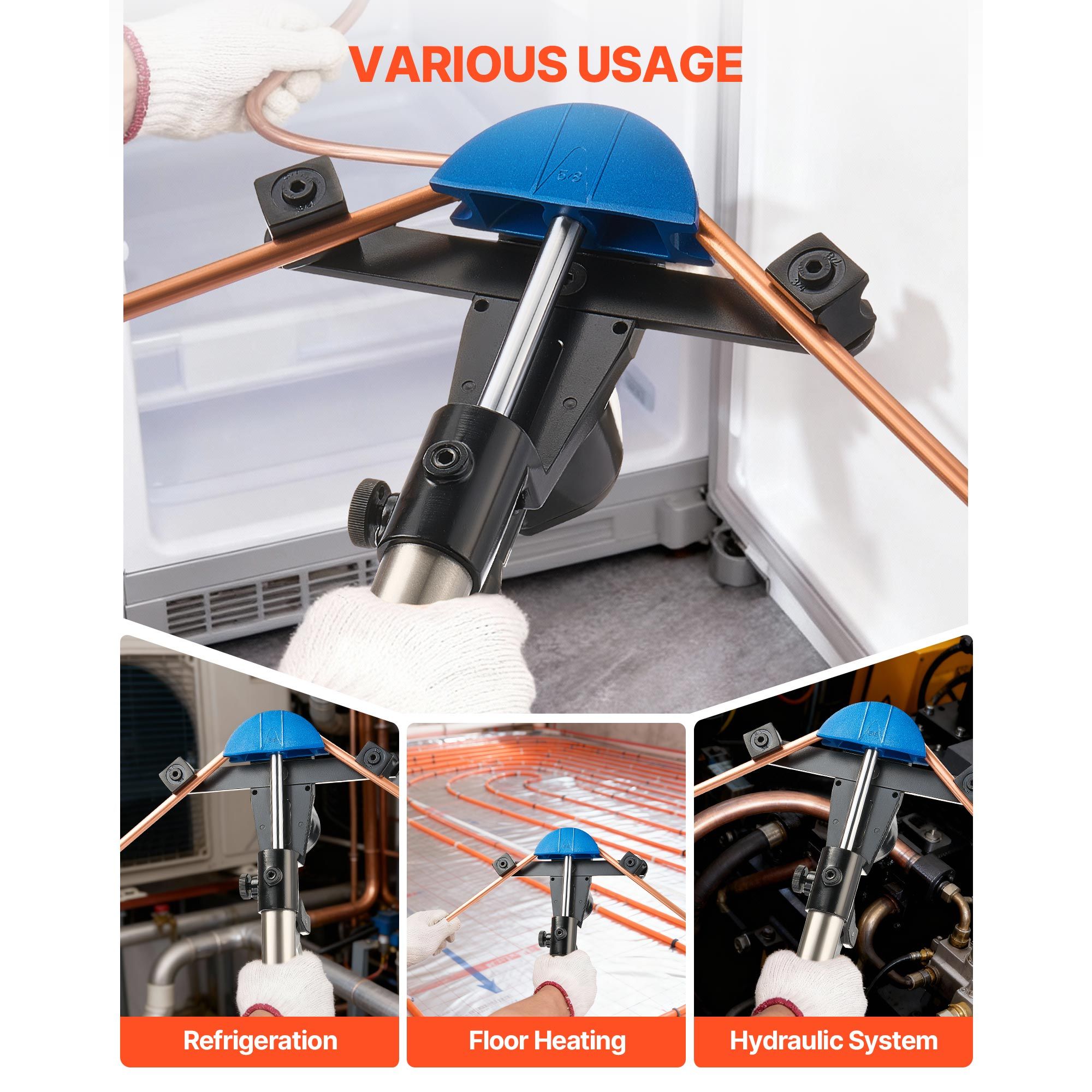 Hydraulic Tubing Bender Kit, 6 mm to 22 mm, Copper Tube Pipe Bender, HVAC Bending Tool Set, 90° Bend, with 7 Color Aluminium Alloy Dies, for HVAC Air — image 6
