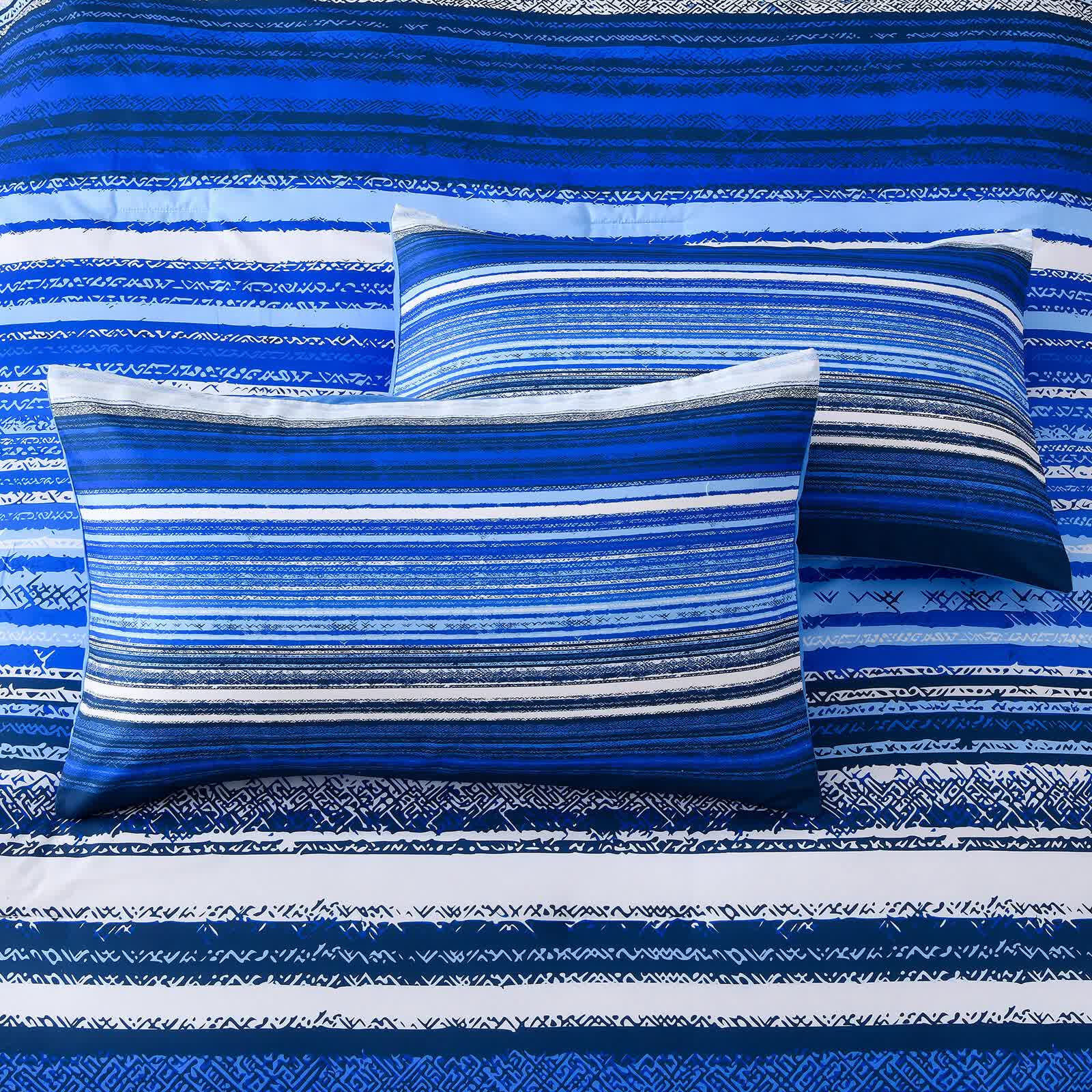 Nordic Calm stripes Blue 3‑Piece Comforter Set – Scandi Chic Vibes — image 4