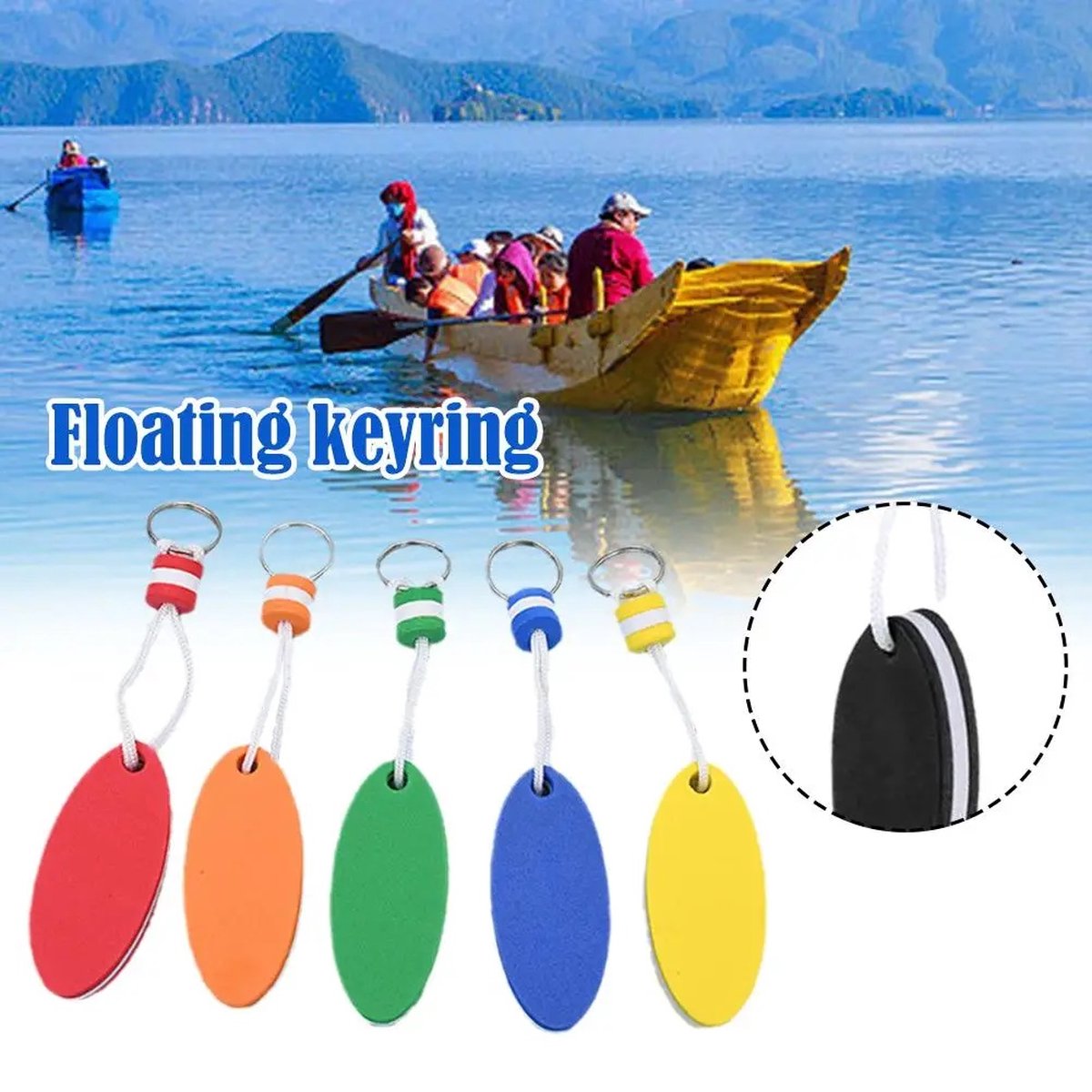 Floating Keychain | EVA Foam | For Large Keyring | Foam | Bumper | Key Float | Oval | Red — image 2