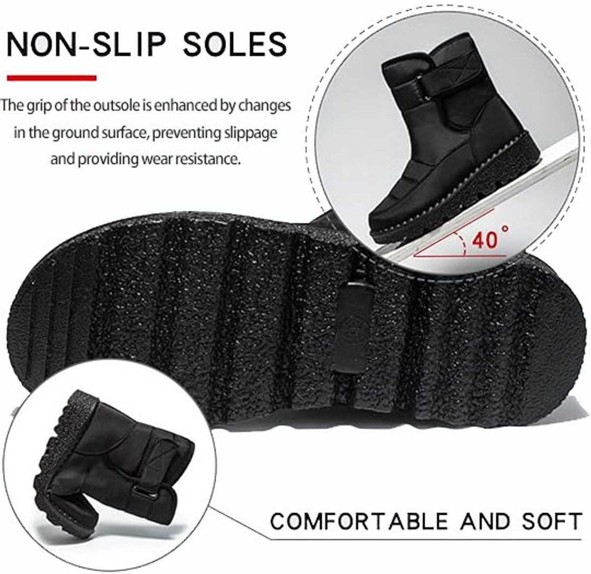 Women's Fleece-Lined Snow Boots, Waterproof Warm Winter Boots with Non-Slip Sole for Cold Weather Outdoor Walking, Size 36, Black โ image 6
