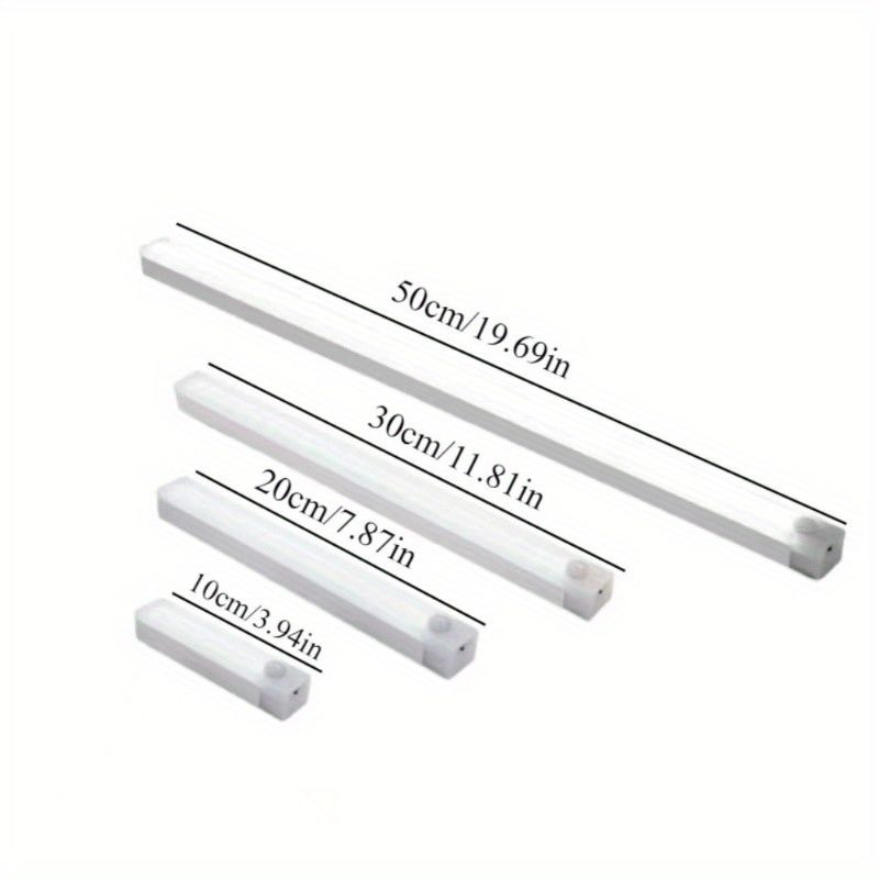 Four multi-size magnetic LED motion sensor lights (three colors adjustable), USB rechargeable cabinet light, LED motion sensor light strip, indoor motion — image 2