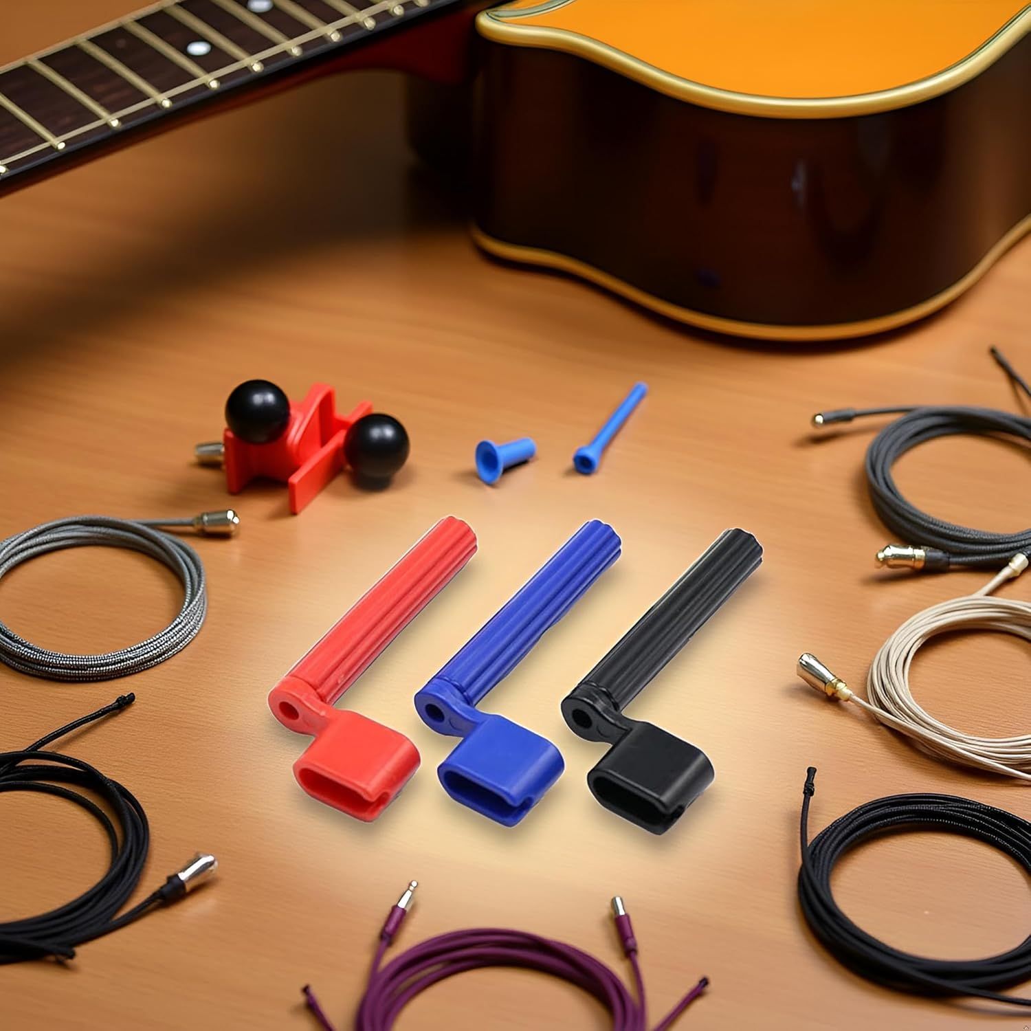 3 Pcs Random color Guitar String Winder, 2 in 1 Guitar String Tool Bridge Pin Remover Speed Peg Puller Winder Tool for Acoustic Electric Guitar Bass Ukulele — image 4