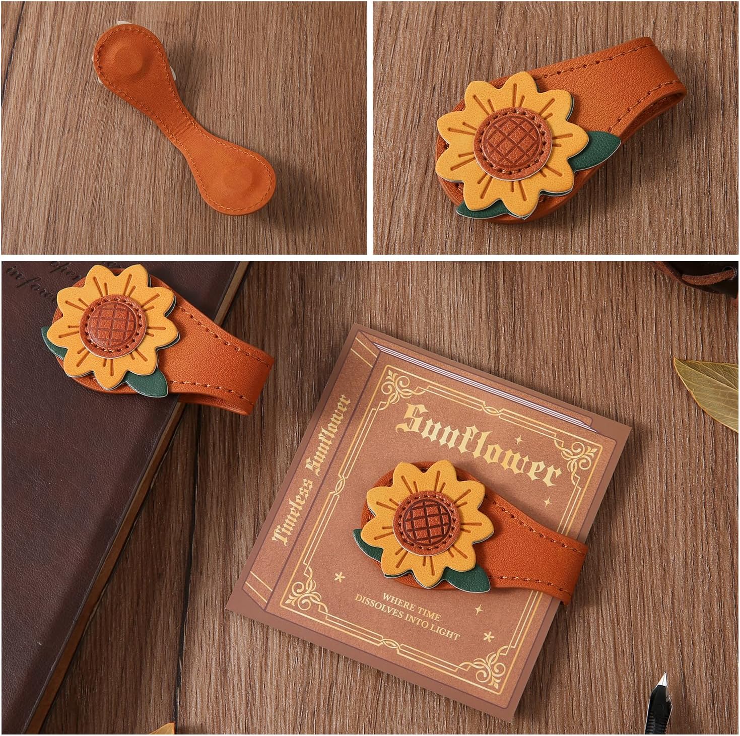 Set of 4 Magnetic Bookmarks - Leather & Vintage Design - Perfect Gift for Book Lovers & Readers — image 3