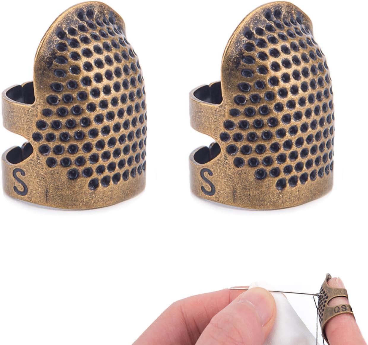 Thimbles for Hand Quilting Sewing Finger Protectors for Sewing Adjustable Metal Sewing Thimbles for Fingers Hand Embroidery Needlework Quilting Craft DIY