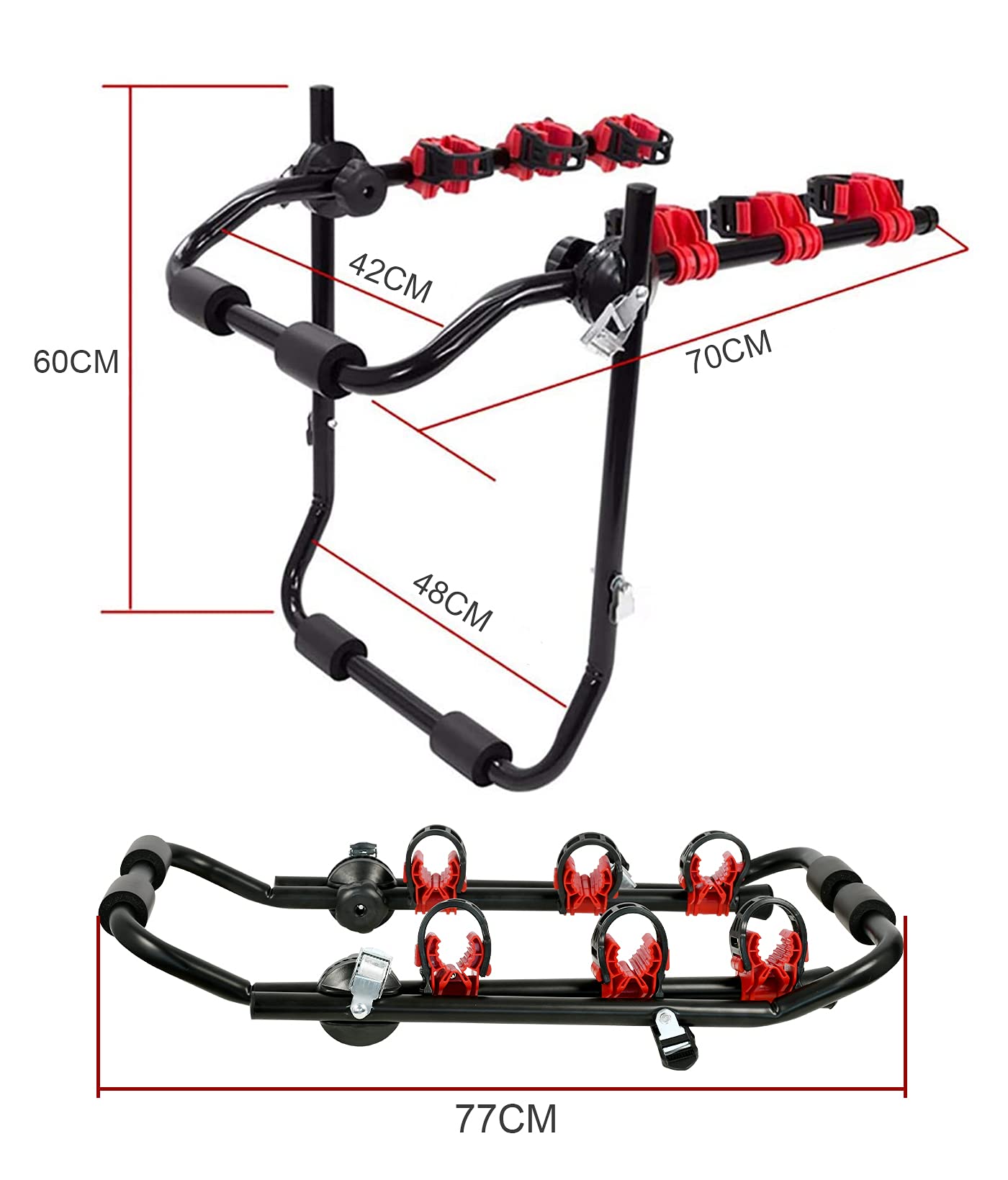 3 Bike Universal Cycle Bicycle Car Rear Carrier Rack Hanger Mount for Car Sedan Hatchback Minivan SUV โ image 4