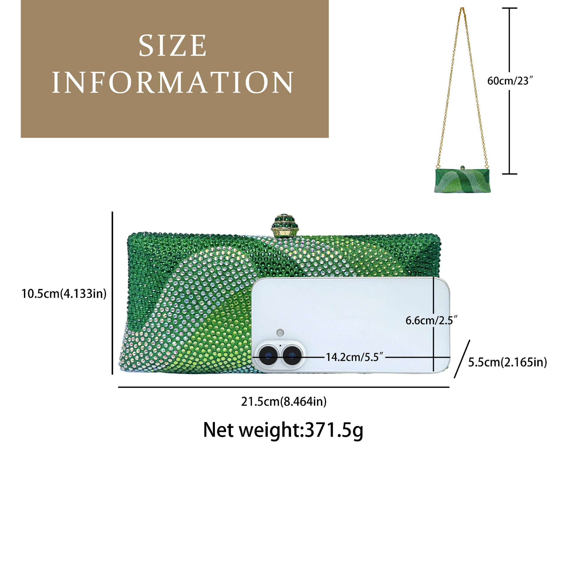 Luxury Golden Rhinestone Evening Clutch Bag Women Crystal Sparkle Formal Purse with Chain Strap for Wedding Party Prom โ image 2