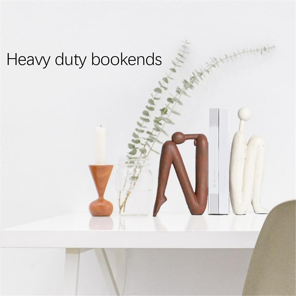 Decorative Bookends for Heavy Books, Statue Bookends for Shelves & Office Desks Brown โ image 4