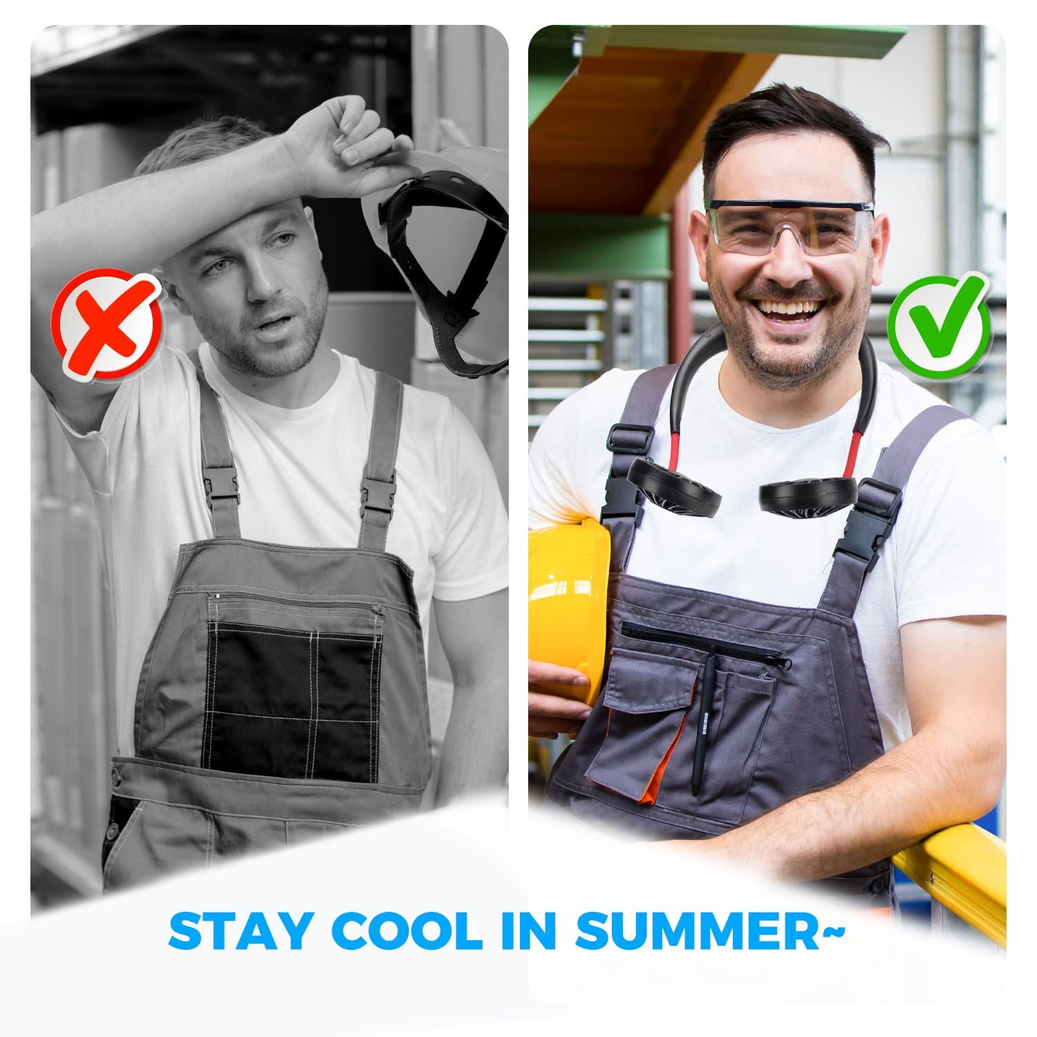 Portable Neck Fan Rechargeable Personal Hand-Free Fan Mini USB Wearable Neckband Sport Fan, 3 Speed Adjustable, 360 Degrees — image 4