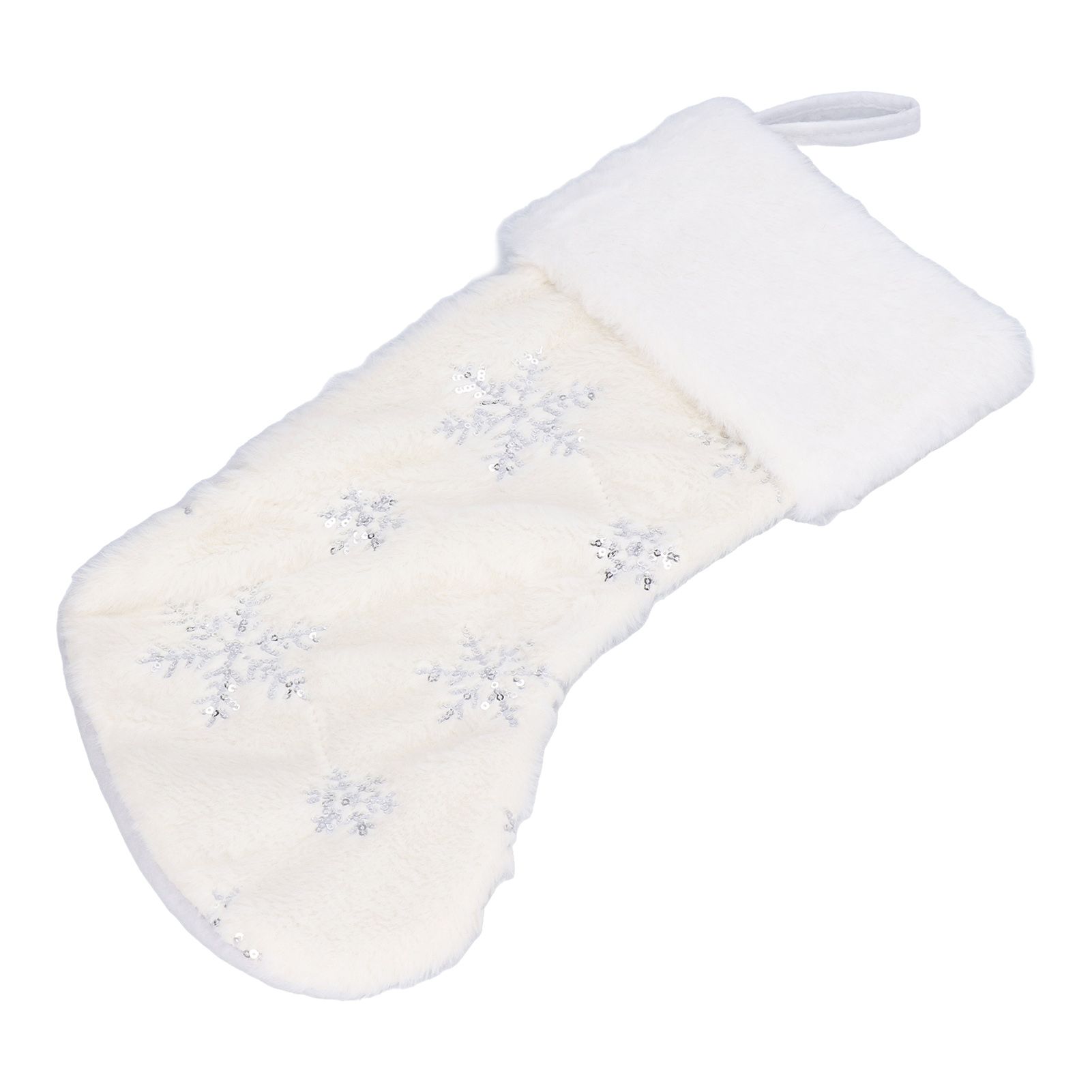 Polyester Christmas Stocking Pendant with Embroidery Snowflake Pattern Xmas Tree Decoration OrnamentSilver — image 3