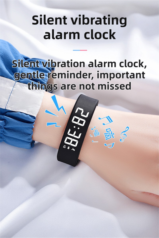 Beige Silent Vibration Alarm Smart Silicone Wristband with 3-Alarm Settings - Discreet Wake-Up Device for Teens & Adults (Vertical version) — image 2