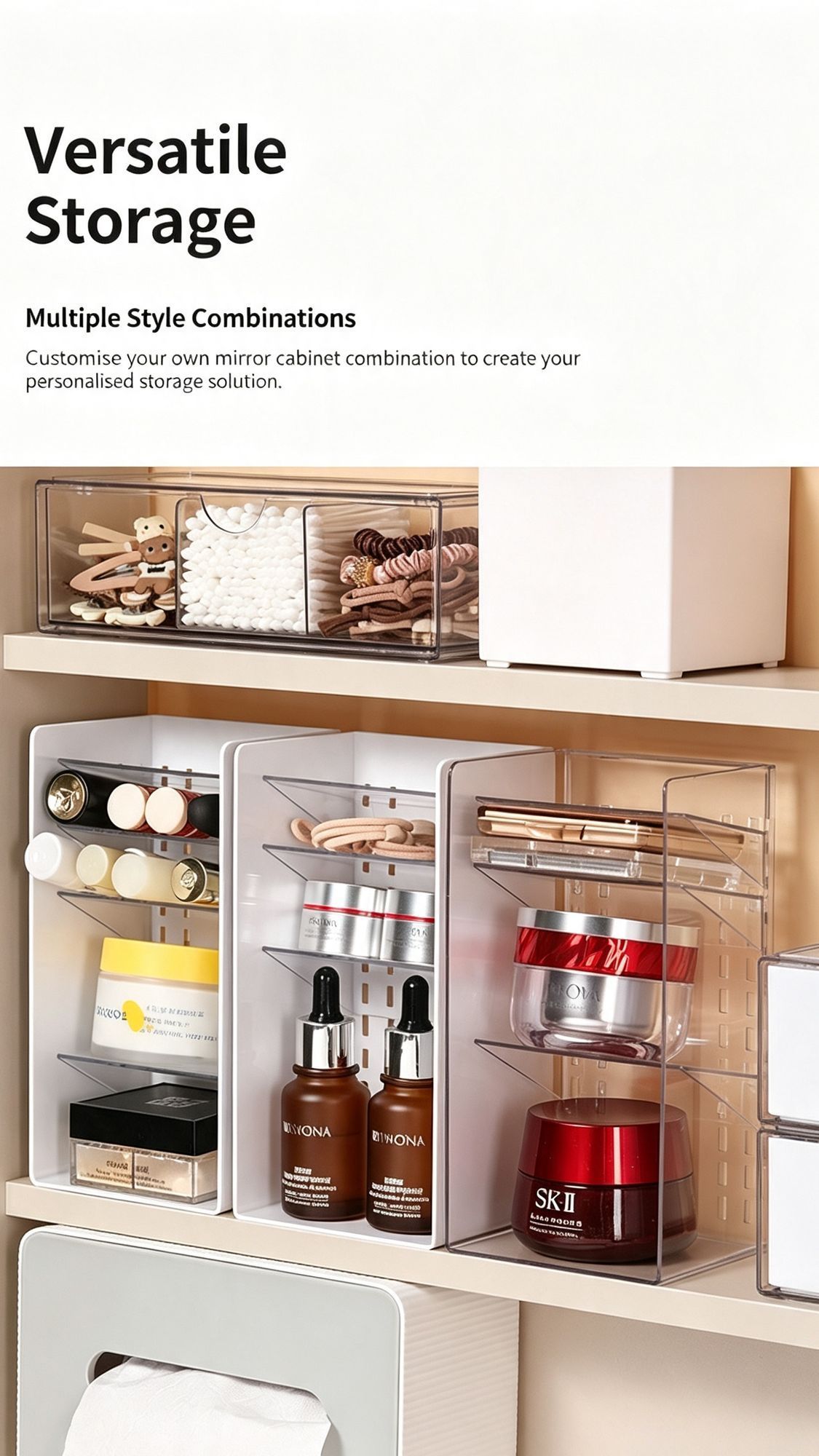 Clear Square Makeup Holder, 2 Compartments Acrylic Storage Tube For Lipstick & Cosmetic Tools ā image 6