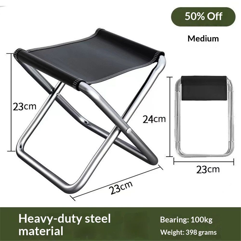 1PCS Outdoor Folding Stool Portable Fishing Chair Mini Small Train Pony Tie Camping Simple Hardware(Black) — image 5
