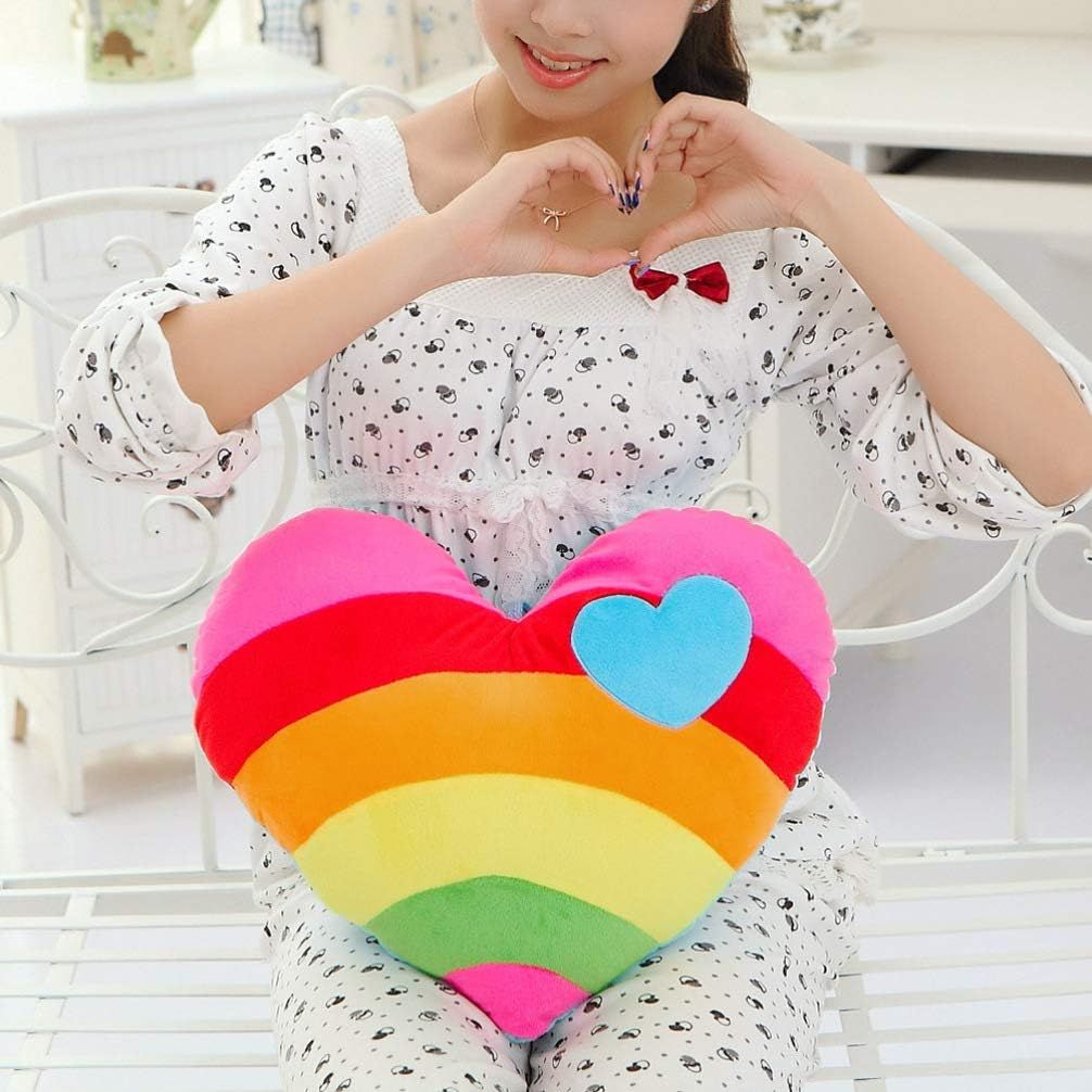 Rainbow Heart Shaped Pillow Rainbow Throw Pillow Heart Shape Dining Room Sofa Cushion Dining RoomSoft Bedroom Decor, 35x32x8cm โ image 3