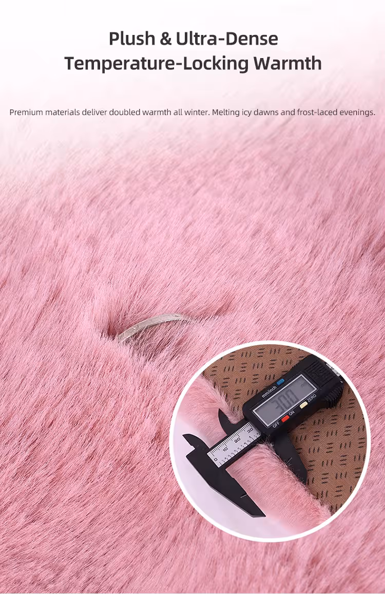 2-Piece Winter Warm Non-Slip Car Interior Comfort Combo with Grey Soft Bubble Fleece 3D Fluffy Car Seat Cushion and Black Plush Steering Wheel Cover, Universal — image 3