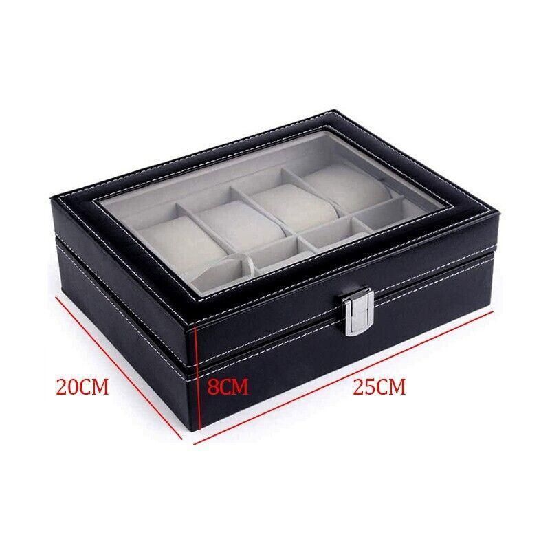 Leather Watch Jewelry Display Storage Holder Case 10 Grids Box Organizer โ image 3