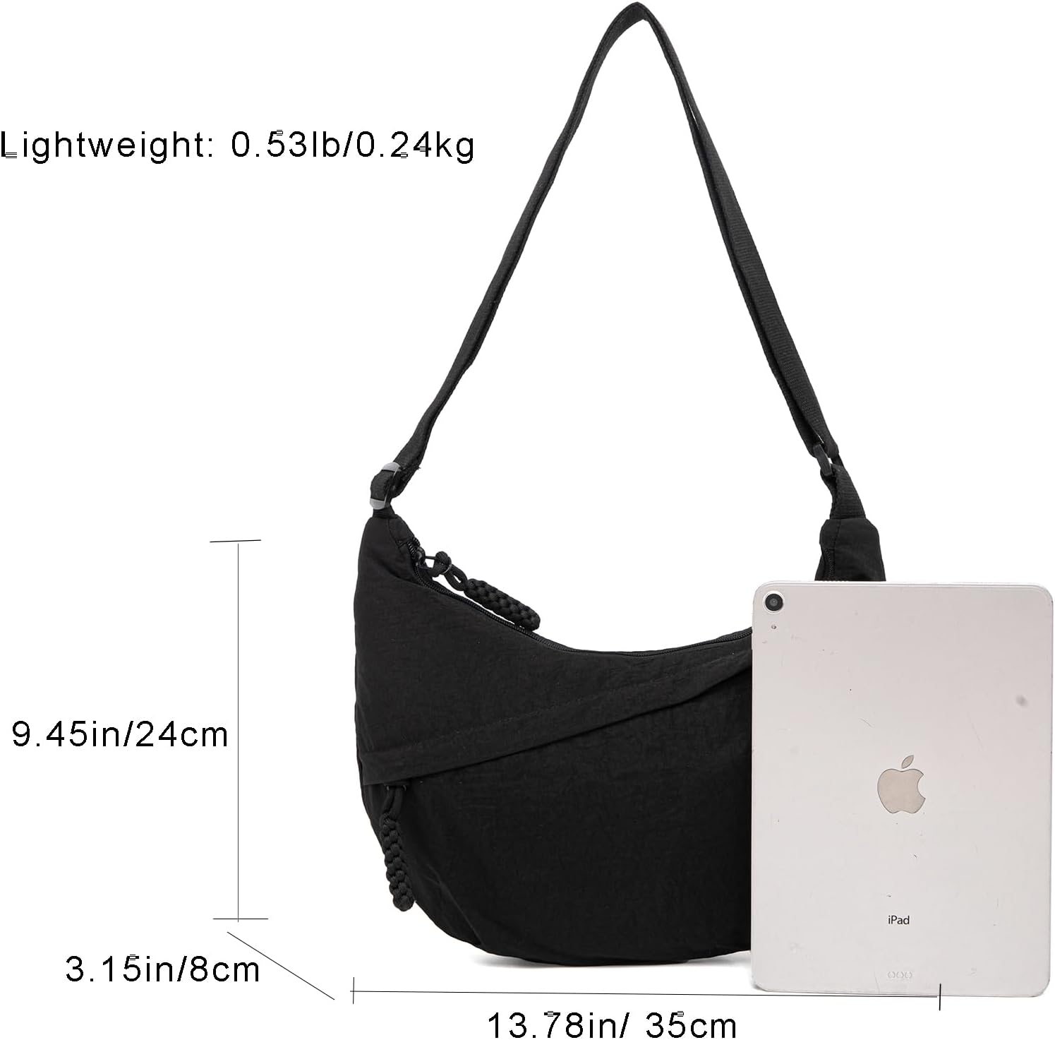 Crescent Bag for Women Men Nylon Crossbody Bags Multi-Pocket Sling Bag Roomy Hobo Bags Moon Bag Slouchy Dumpling Bag β image 2