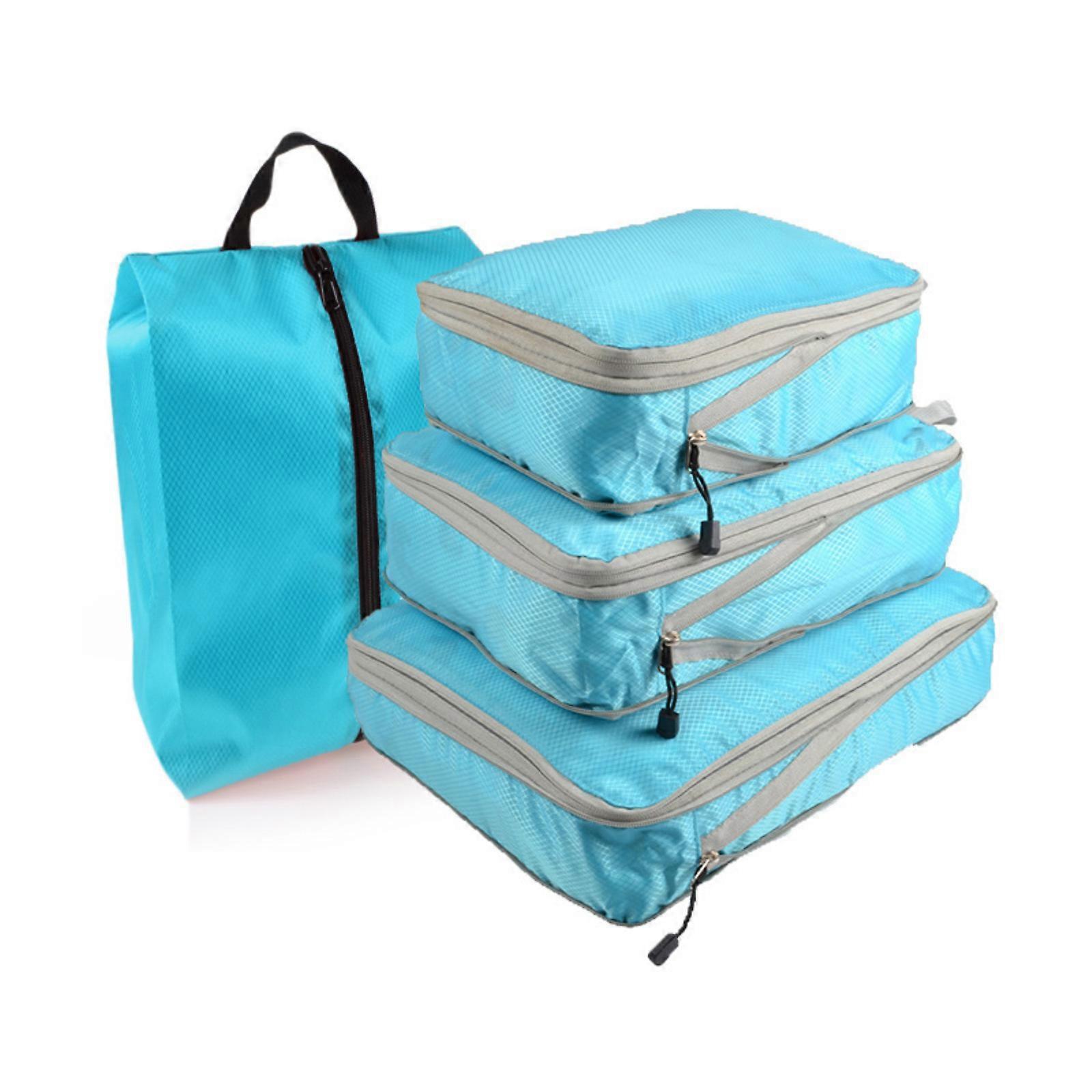 4pcs Compression Packing Cubes with Zipper Travel Luggage Organizer Set