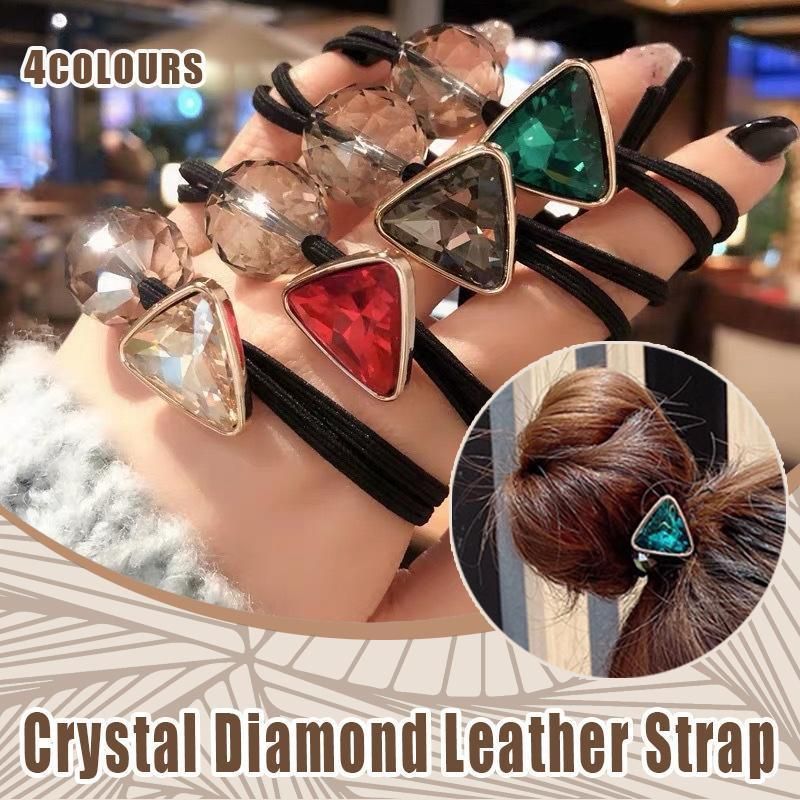Women Headband Ponytail TriangleDiamond Stretch Hair Rope Multi Colours Concise - Green — image 2