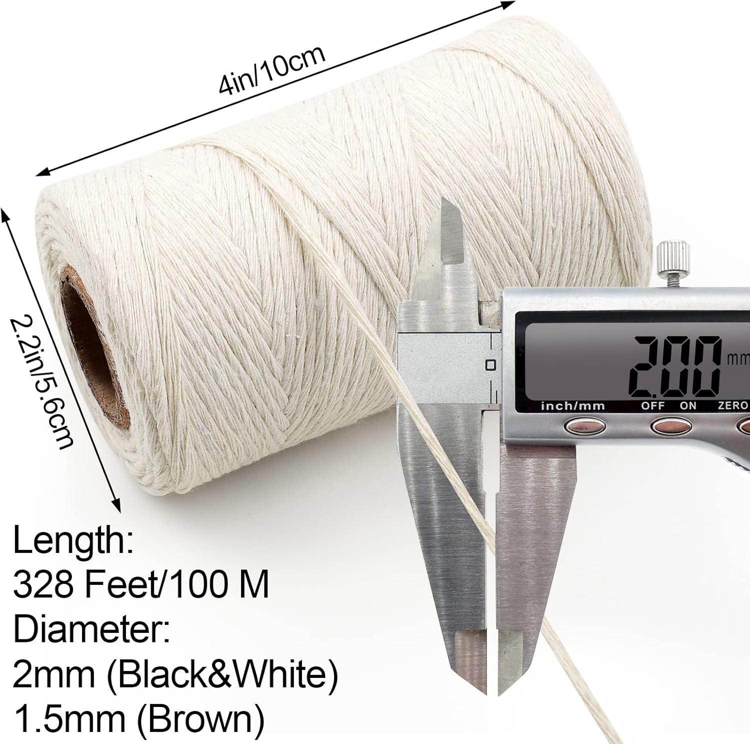 984 Ft Twine String, Natural Jute Twine, 2mm White Cotton Rope, 10ply Black Cotton for Crafts, Art, Gardening Plants, Gift Wrapping, Decoration, Packing String — image 2