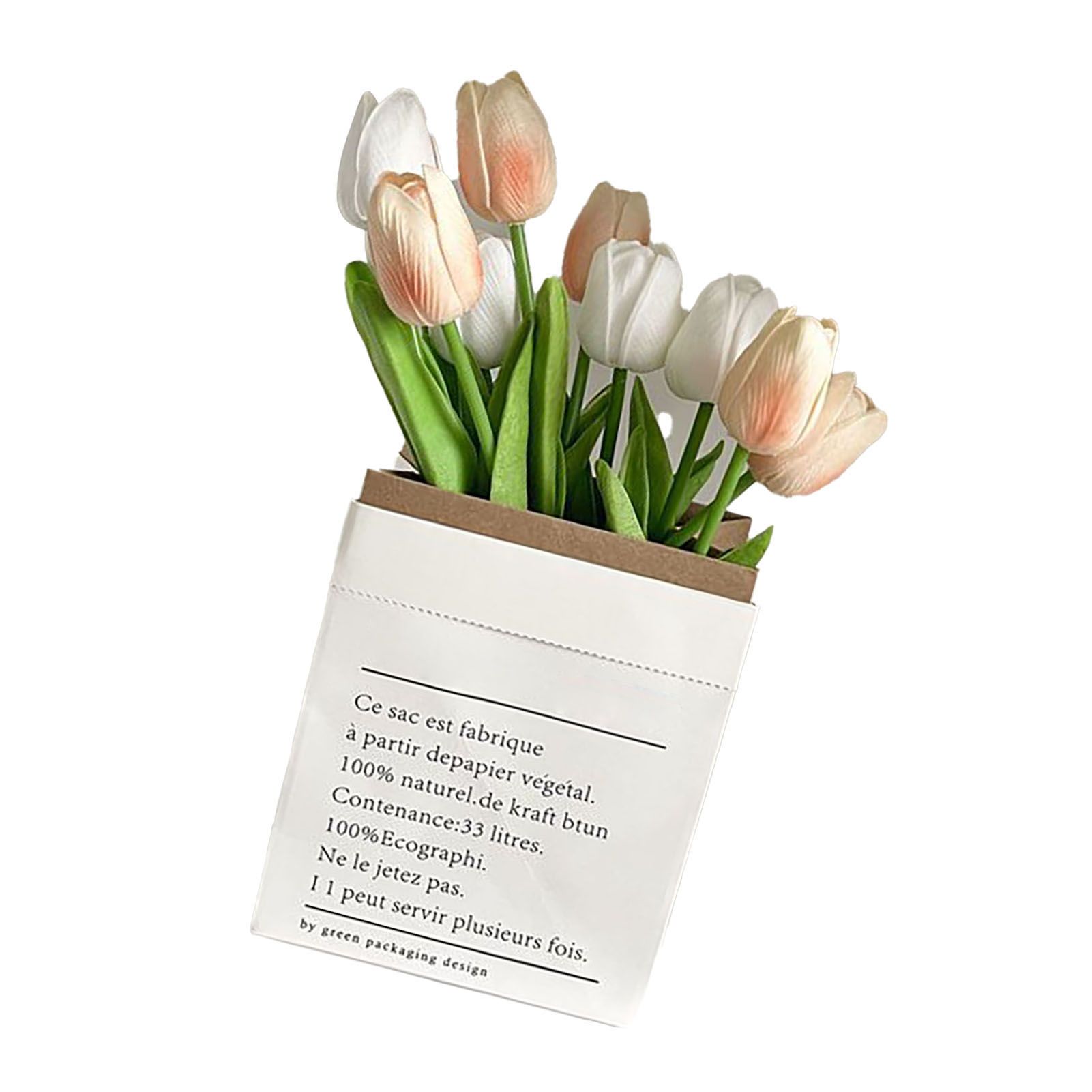 Artificial Flowers Tulipa Style Fine Details Colorfast Vibrant Colors Plastic Flowers for Office Living Room Photography White and Champagne โ image 2