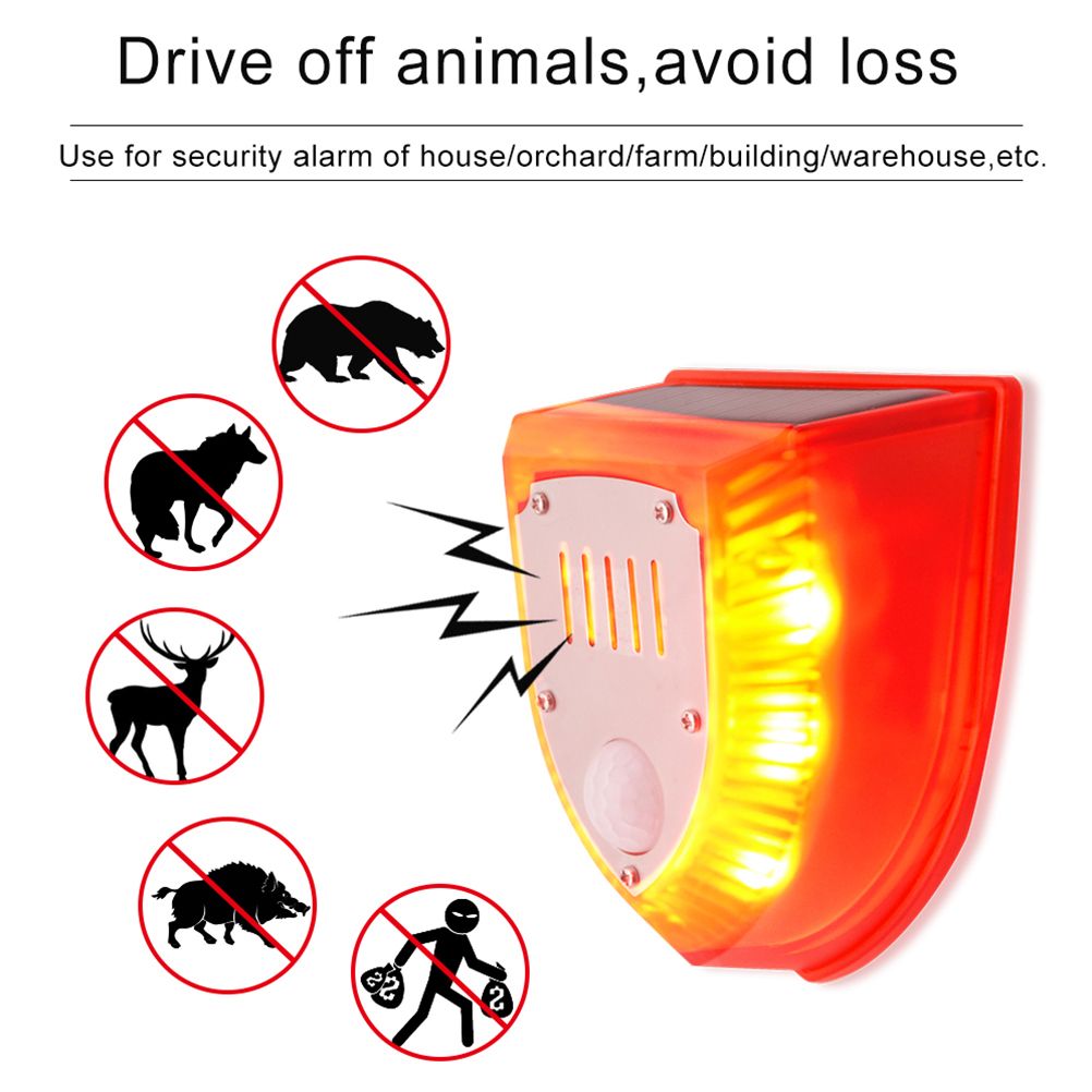 Solar Sound and Light Alarm Motion Sensor 110DB Sound Alert LED Flash Warning Strobe Security Alarm System for House Farm Villa — image 2