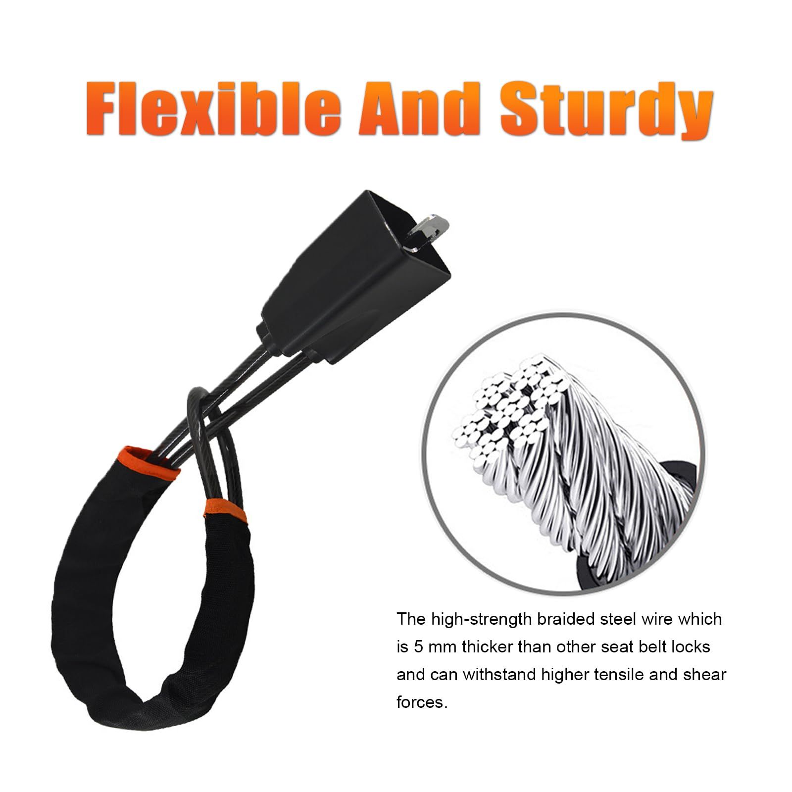 Car Steering Wheel Lock, Seat Belt Lock, Anti-Theft Device, Small and Light-Weight, Multi-Functional, Fit Most Vehicle, SUV, Golf Cart Security (Black) — image 3