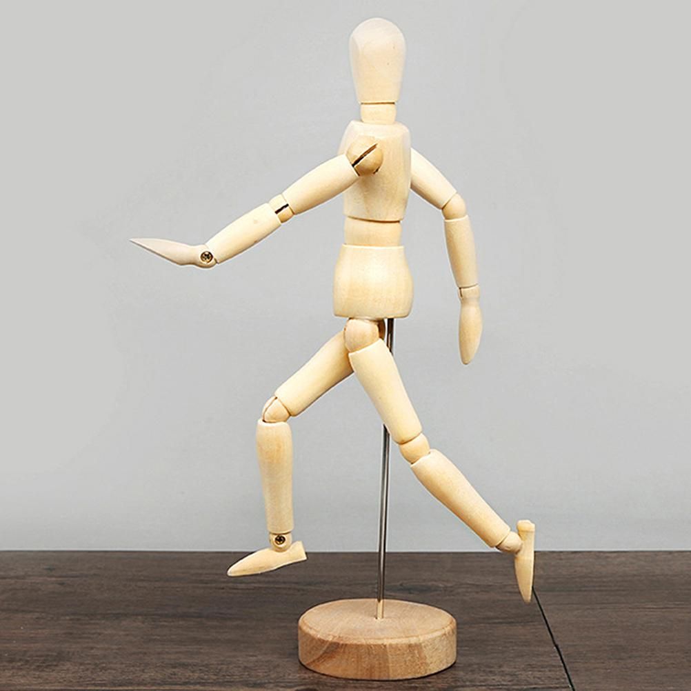 Drawing Mannequin Wooden Human Mannequin for Drawing and Painting 13cm Artistic Mannequin with Base and Flexible Body — image 4
