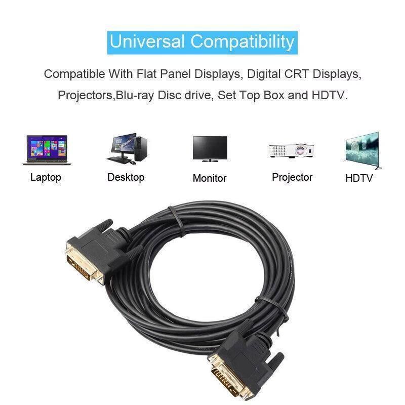 DVI Black Cable Male DVI-D for LCD Monitor Computer PC Projector DVD Cord Lead - 3M — image 6