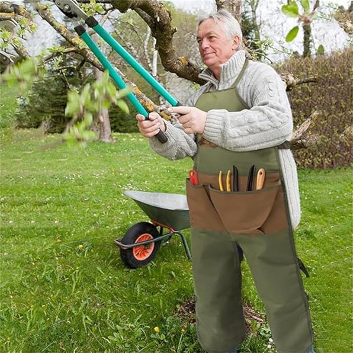 Garden Apron - Men's Apron - Picking Apron with Pockets - Waterproof - Adjustable, reinforced knees - Suitable for mowing lawns and grass — image 3