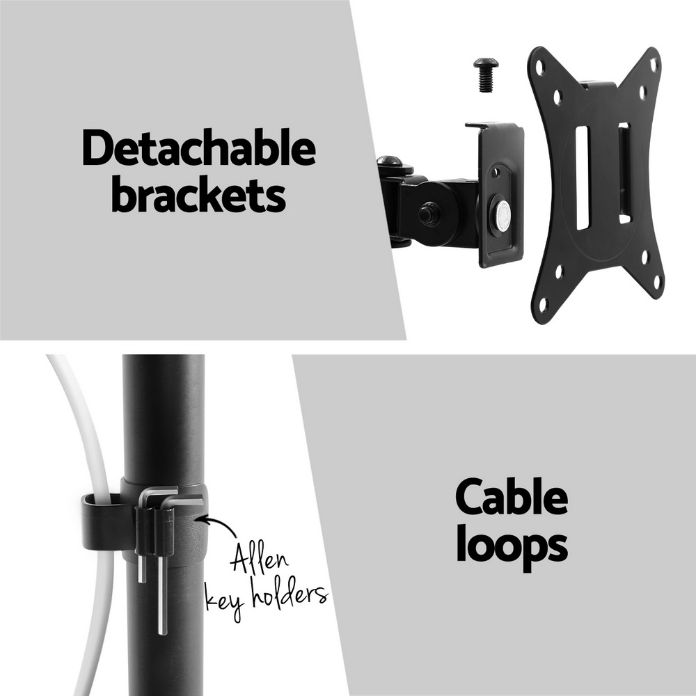 Artiss Monitor Arm Stand Dual Mount HD LED TV Bracket Holder Freestanding — image 6