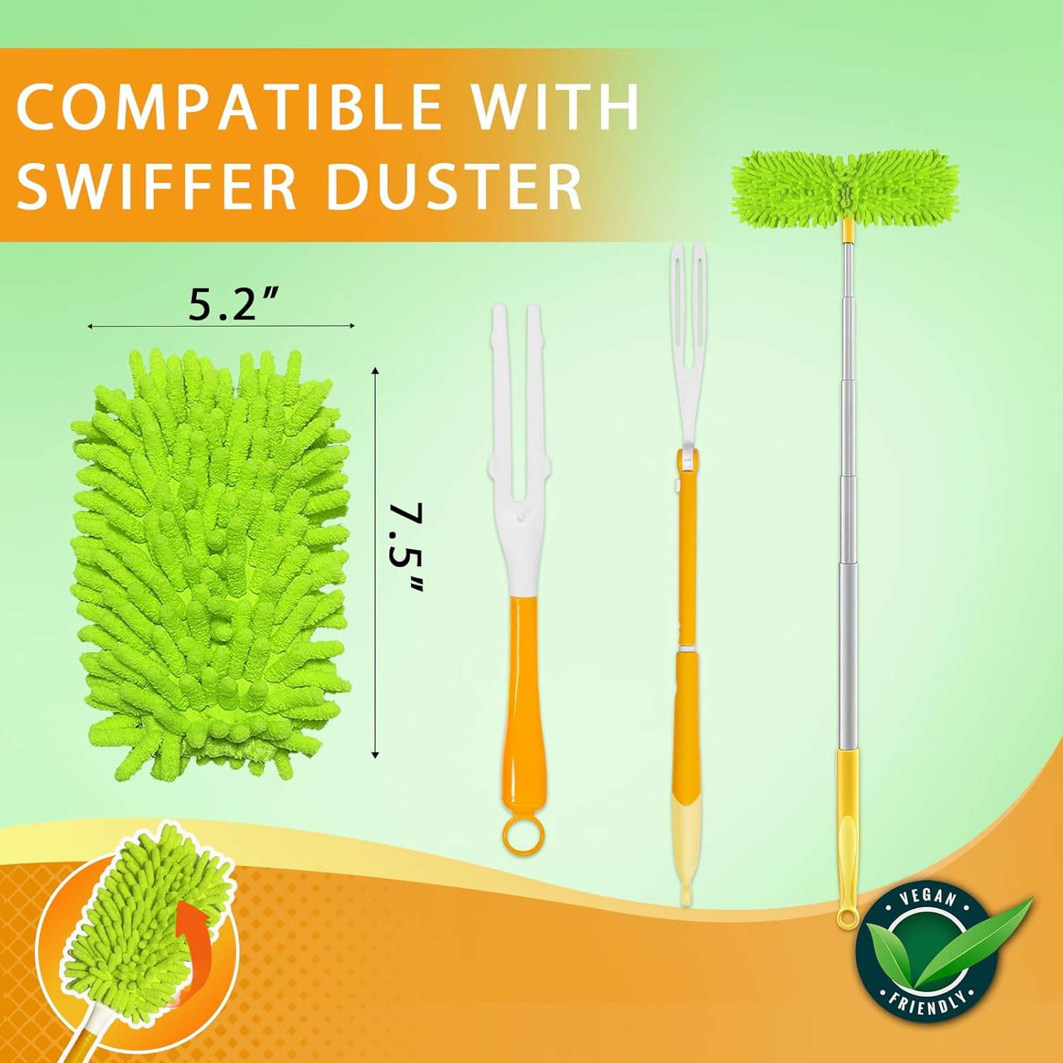 Reusable Duster Refill Compatible with Swiffer Hand Duster - Microfiber Ceiling Fan Duster for Swiffer Dusters Extended Handle - 360 Heavy Duty Dusters โ image 2