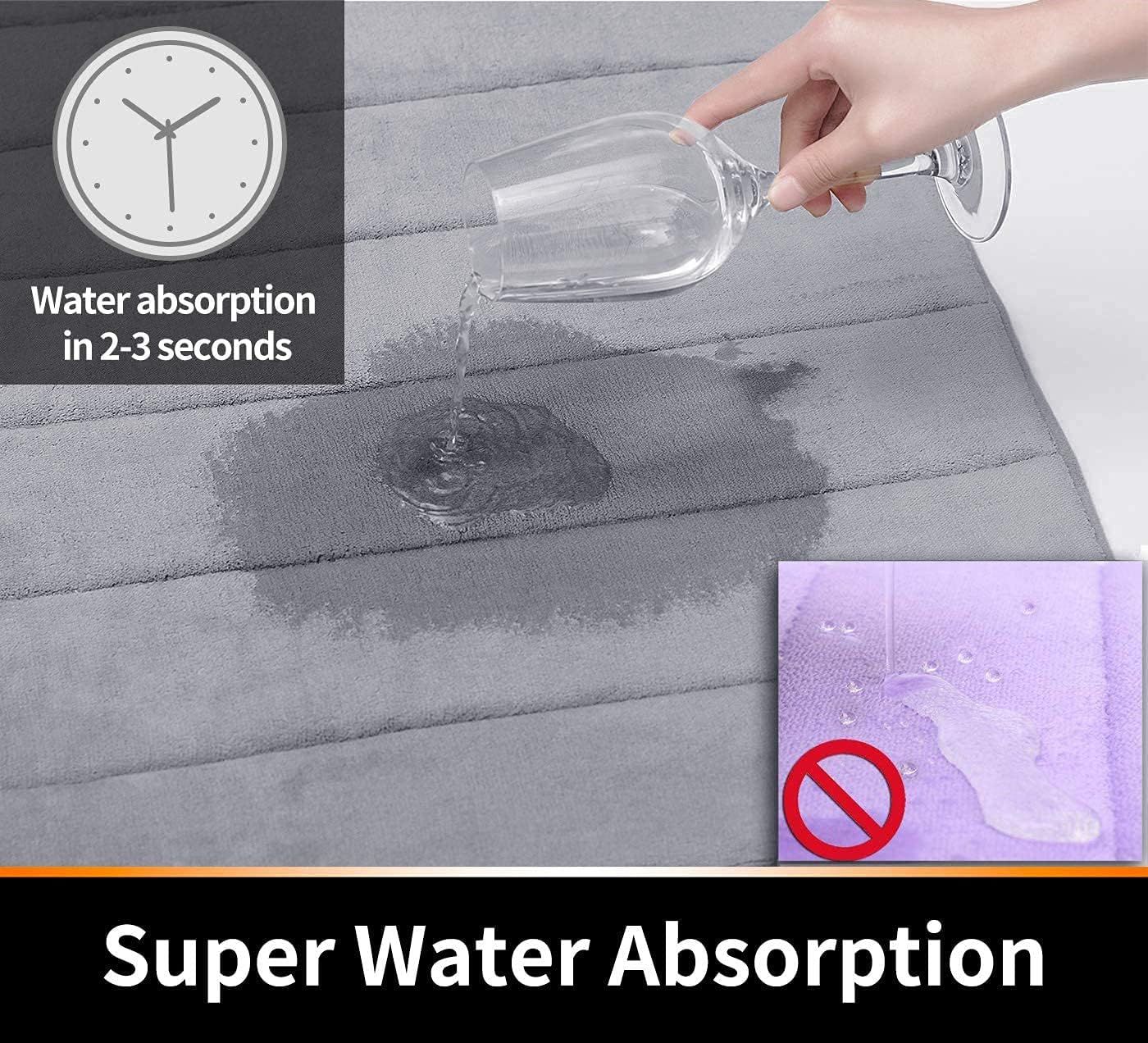 Coral fleece Bath Mat Rug, Comfortable, Soft, Super Water Absorption, Machine Wash, Non-Slip, Thick, Easier to Dry for Bathroom Floor Rugs, Grey, 50 × 60cm — image 4