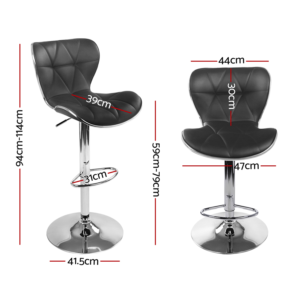 Artiss 4x Bar Stools Gas Lift Leather Seat Black โ image 2