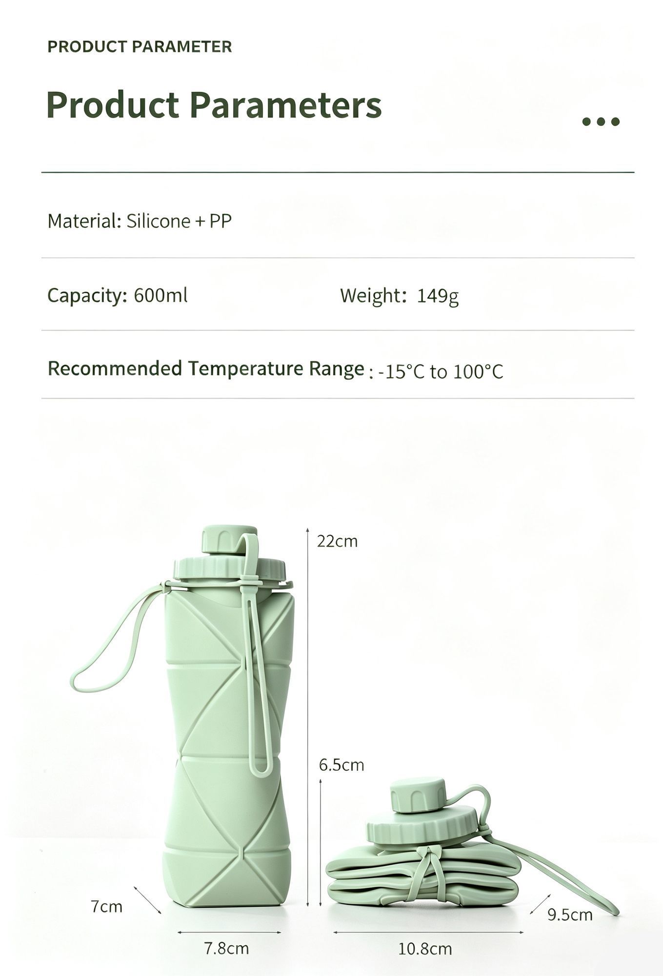 Food Grade Foldable Silicone Water Cup, High Temperature Resistant Telescopic Portable Hydration Bottle, 800ml Large Capacity for Outdoor Travel, Camping Trips — image 3