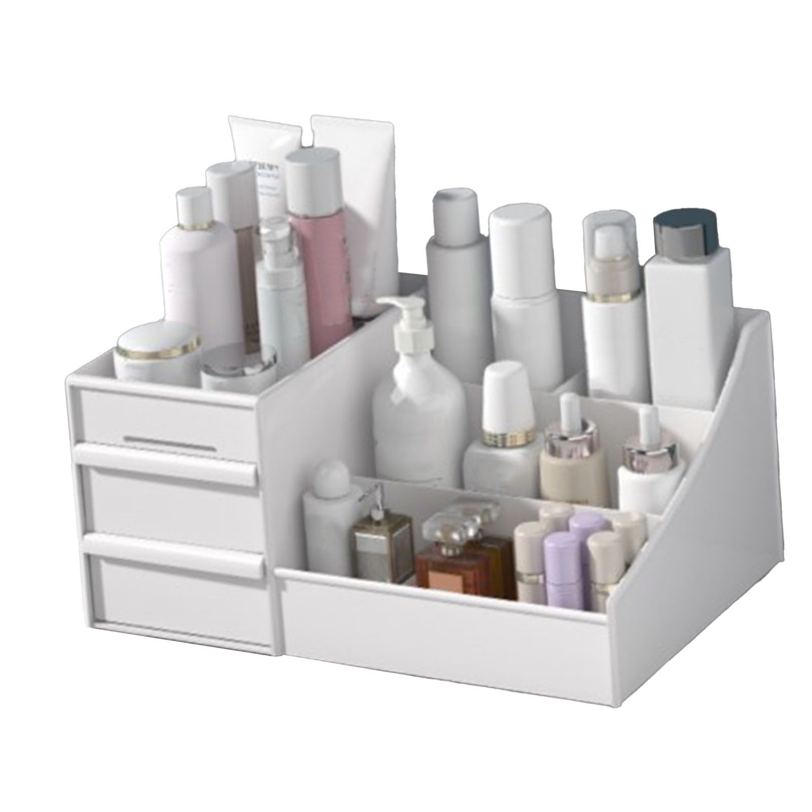 Makeup Organizer for Vanity Large Capacity Cosmetics Storage Box with Drawers for Cosmetics Lipsticks Nail Care Skincare White — image 4