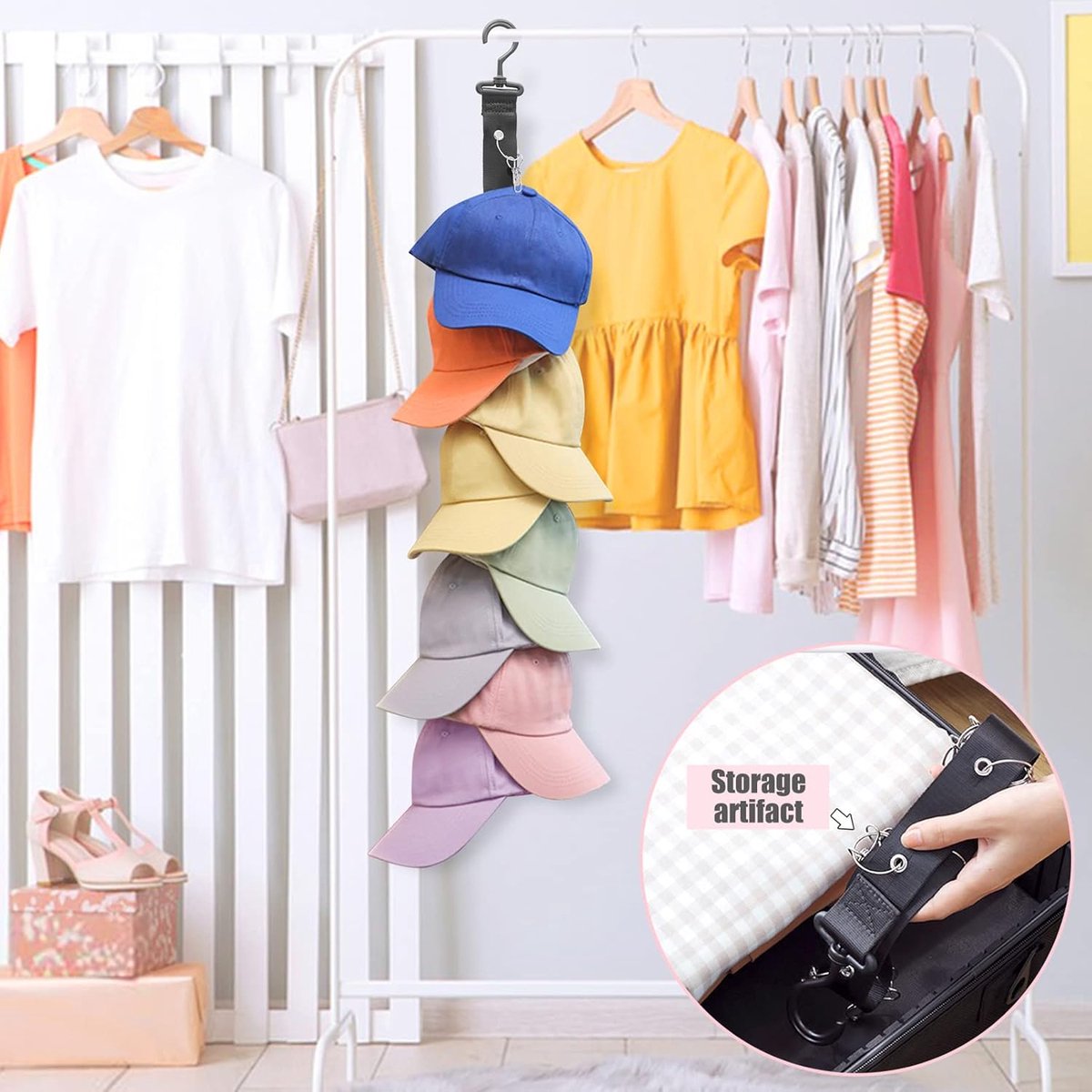 Hat Rack - 2 Pieces - Cap Rack - Cap Organizer - Wall Hat Hook - Hat Holder - Simple Hat Rack - Clothes Hanger - Cap Organizer - Cap Holder - Hanging Baseball — image 4