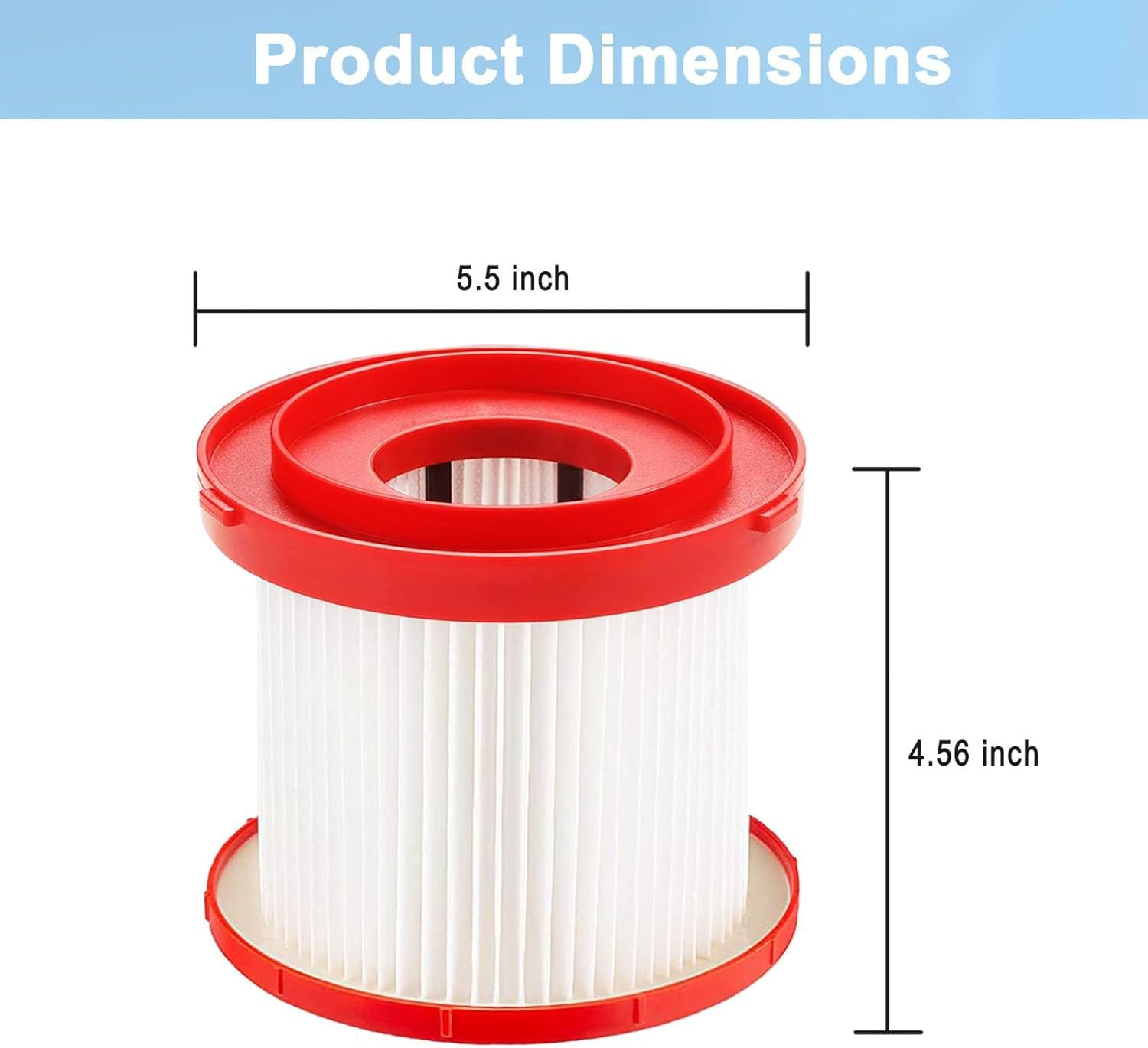 2 Pack Wet Dry Vacuum HEPA Filter 49-90-1900 Filter Compatible With Milwaukee Cordless M18 M12 M28 Vacuums 0780-20,0880-20,0960-20, 0970-20 โ image 2