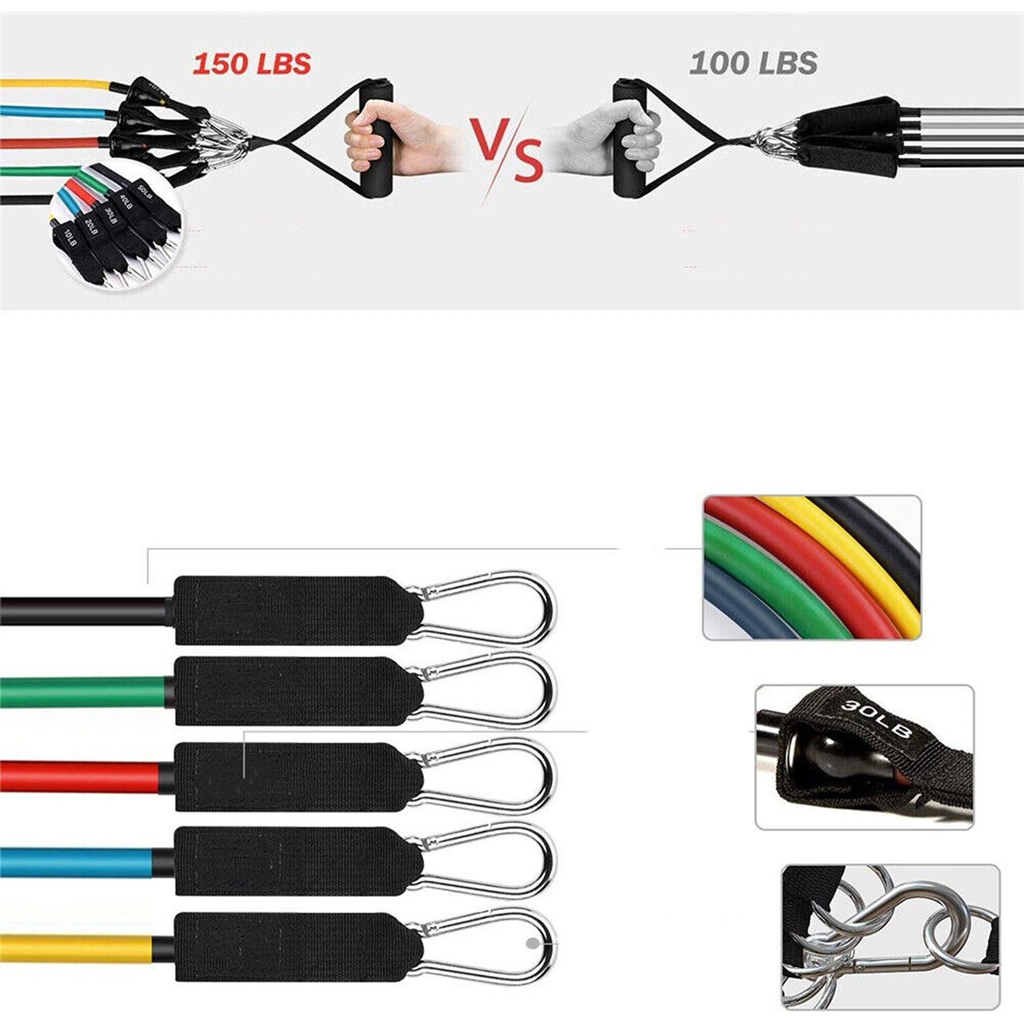 11pcs Resistance Band Set for Yoga Pilates and Fitness Exercises - 150lbs โ image 2