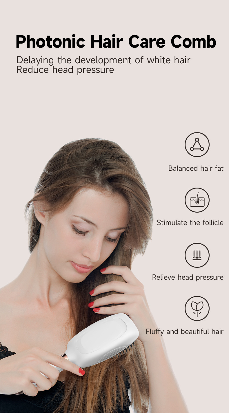 Black Advanced 3-in-1 Scalp & Hair Care Massage Comb - Red Light Therapy, EMS Microcurrent & Vibration for Healthy Hair Growth — image 3