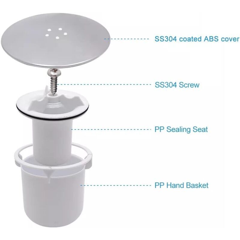 Shower Drain Stopper, Replacement Drain Cover, Chrome, 90 mm, 115 mm — image 3