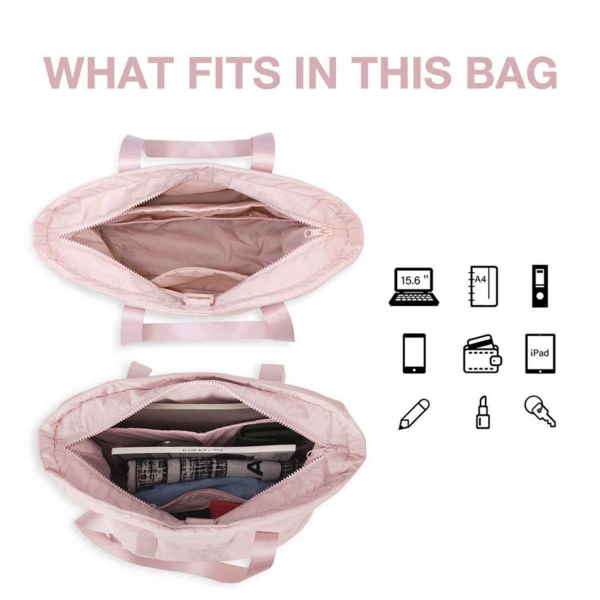 Tote Bag for Women, Tote Bag with Zipper Work Tote with Compartments Nurse Shoulder Hanbag for Travel, Gym — image 2
