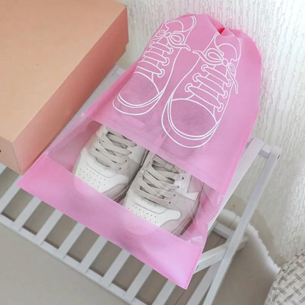 Shoe Bags - Pack of 5 - Shoe Bag - Travel and Storage Bag - Water-Repellent - Travel Organizer - Pink (36*26.5 cm) โ image 4