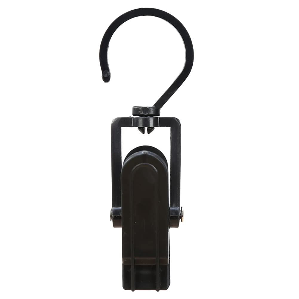 10 Pcs Plastic Portable Swivel Hook Multi Functional Clips Rotating Hanging Laundry Hook Curtain Clips Black