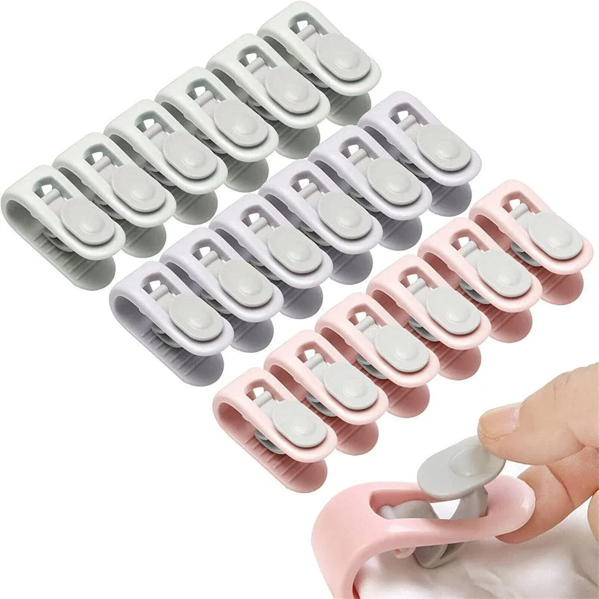 10/20pcs Quilt Retainer Cover Clips Invisible Needle-Free Thumb Buckle Bedding - Pink+Green-20PCS — image 3