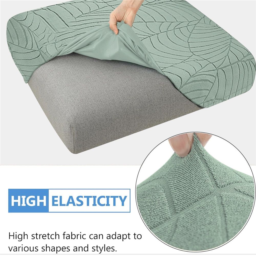 2 PCS Stretch Patio Sofa Seat Cushion Cover Outdoor TPU Waterproof Replacement Slipcovers Outdoor Elastic Leaf Pattern Textured Porch Couch Furniture Protector — image 2