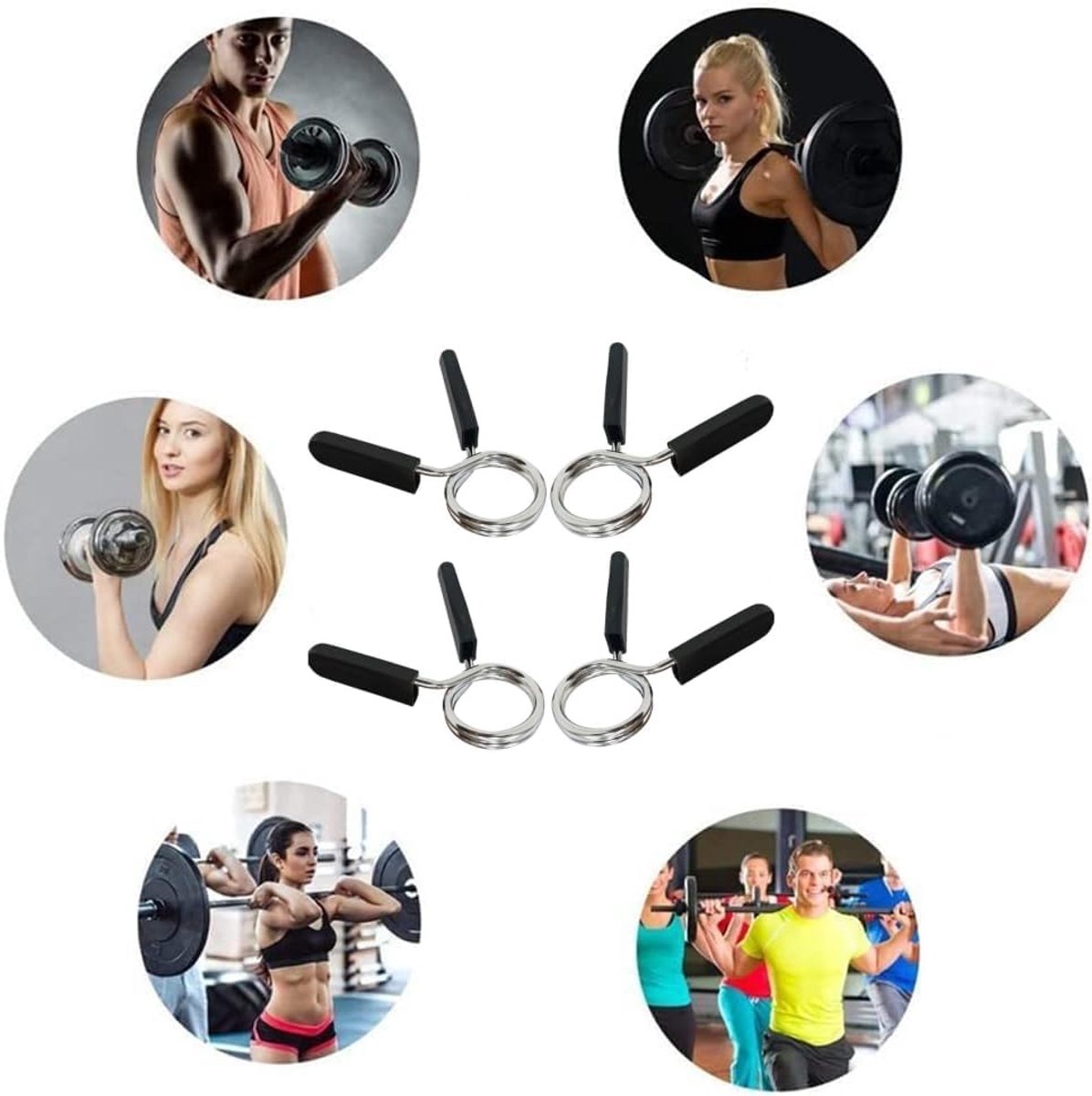 4 pieces - Barbell Clamp - 2.5 cm - Spring Barbell Clamp - Dumbbell Clip - Spring Clips for Weights - Barbell Bars - Clamp Ring - Spring Clips - Locking Clip â image 6
