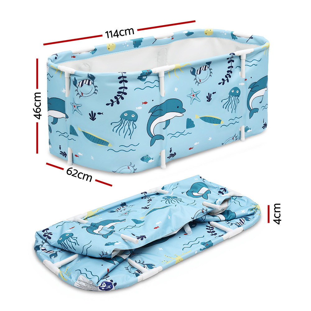 Weisshorn Foldable Bathtub PVC Spa Bucket Inflatable Cushion 114x62cm Blue โ image 2